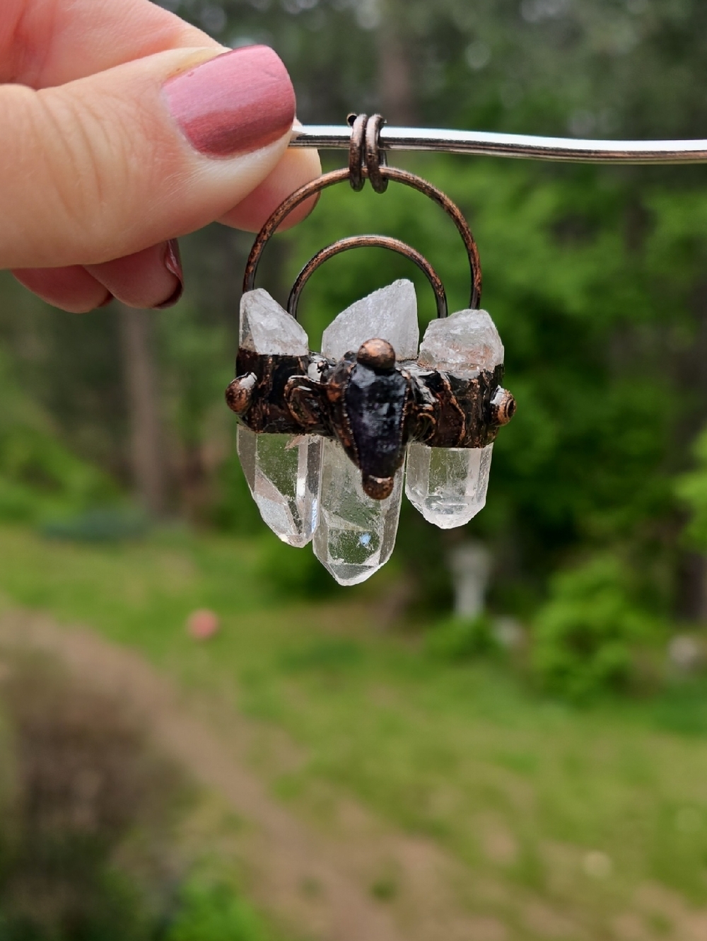 Handcrafted  Crystal Cluster Pendant - Clear Quartz